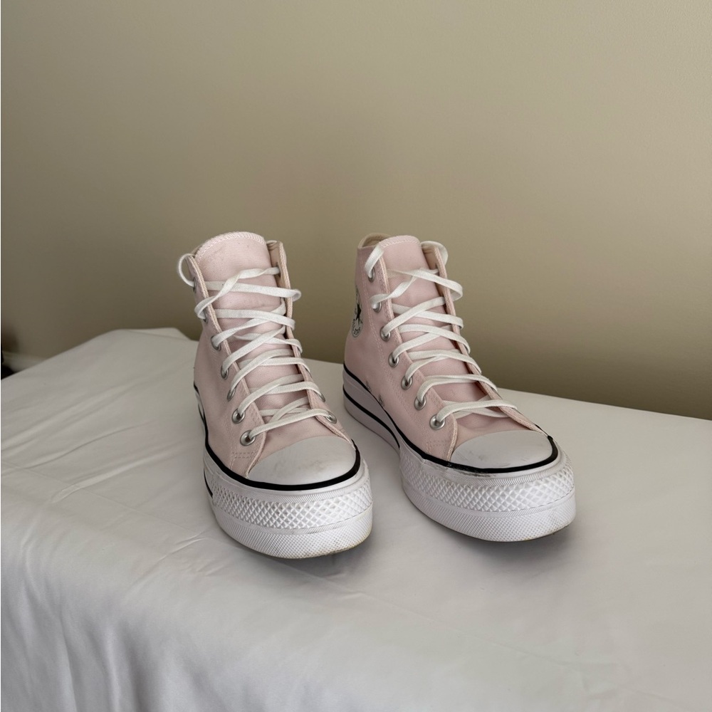 Converse Baby Pink High-Top Platform Sneakers